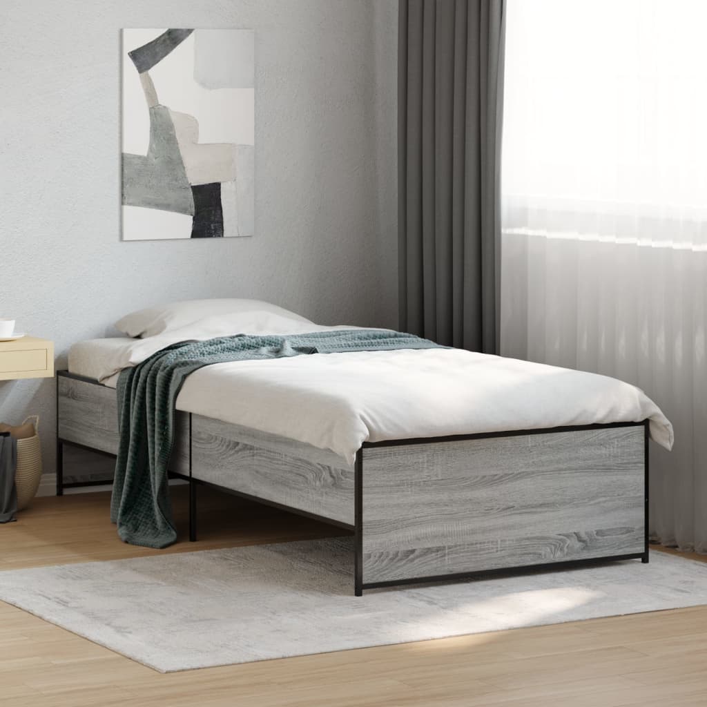 Bed Frame without Mattress Grey Sonoma 75x190 cm Small Single